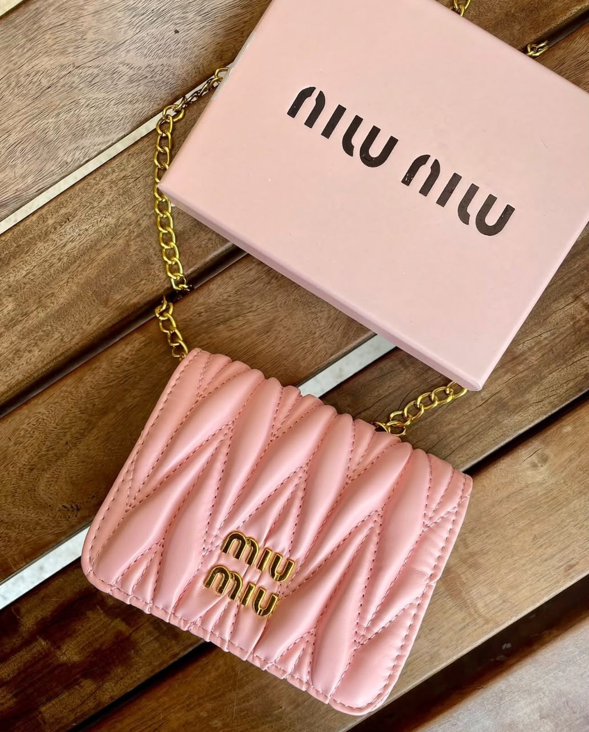 miu miu Morgan Card Case On A Chain