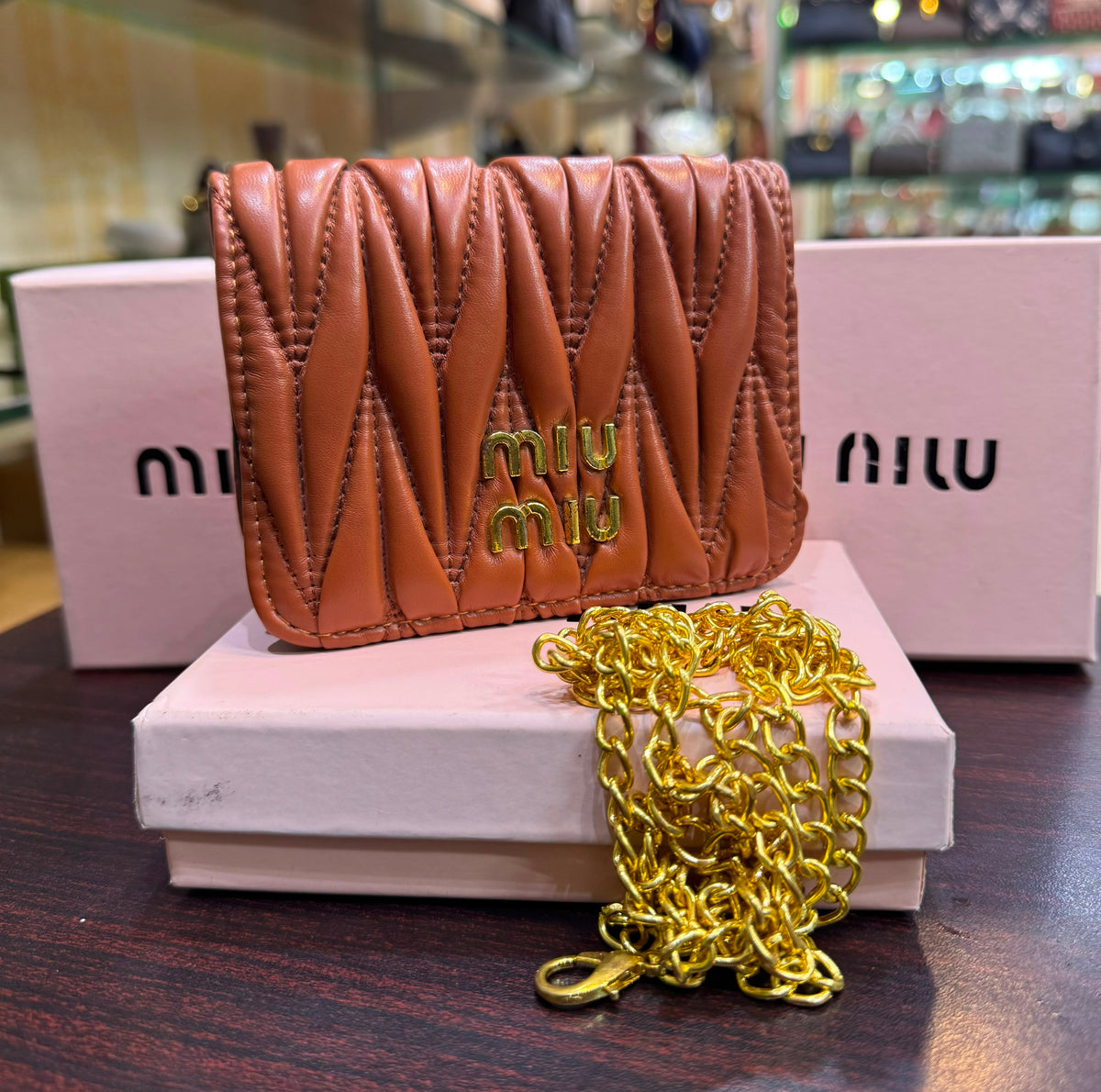 miu miu Morgan Card Case On A Chain