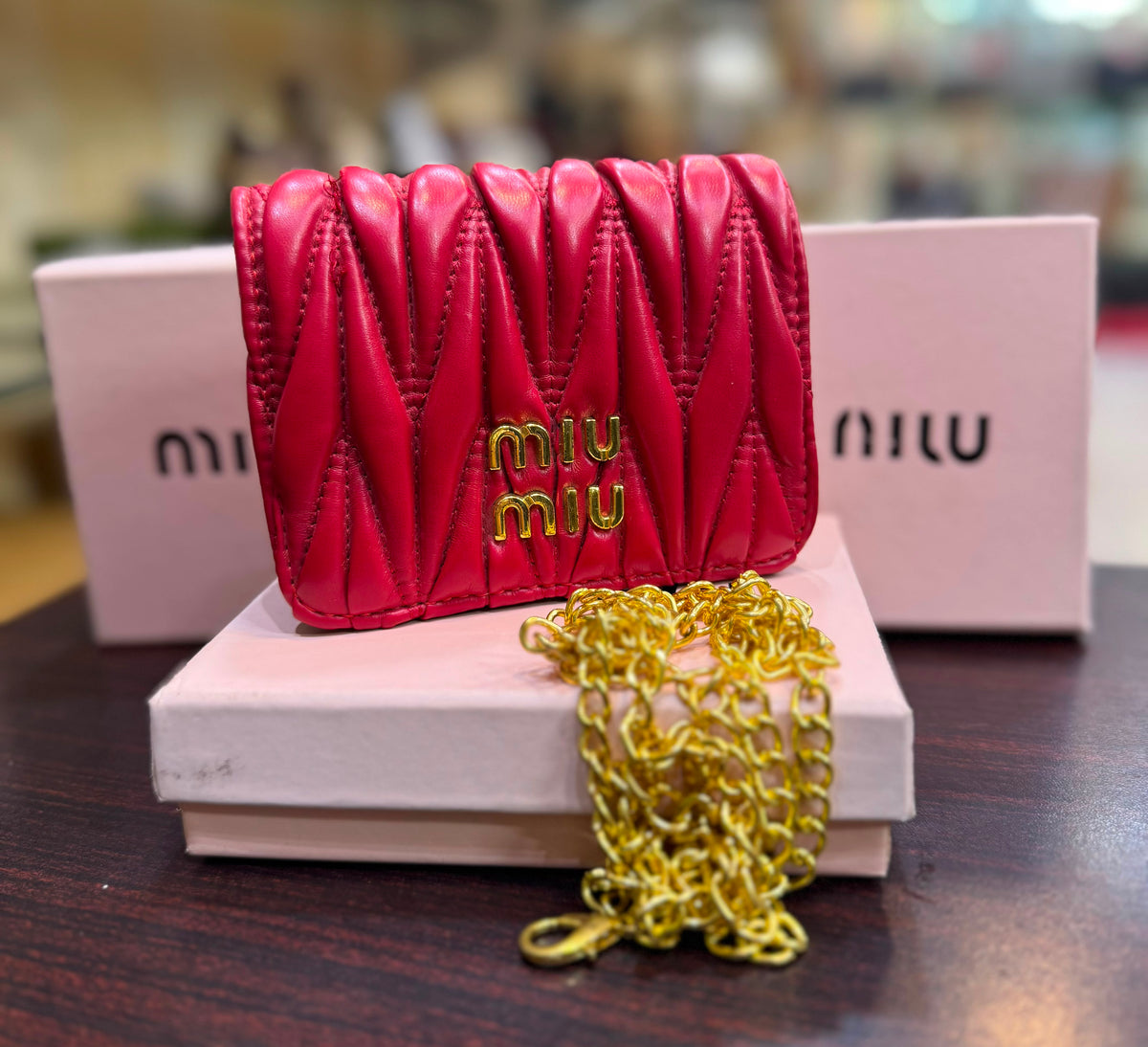 miu miu Morgan Card Case On A Chain