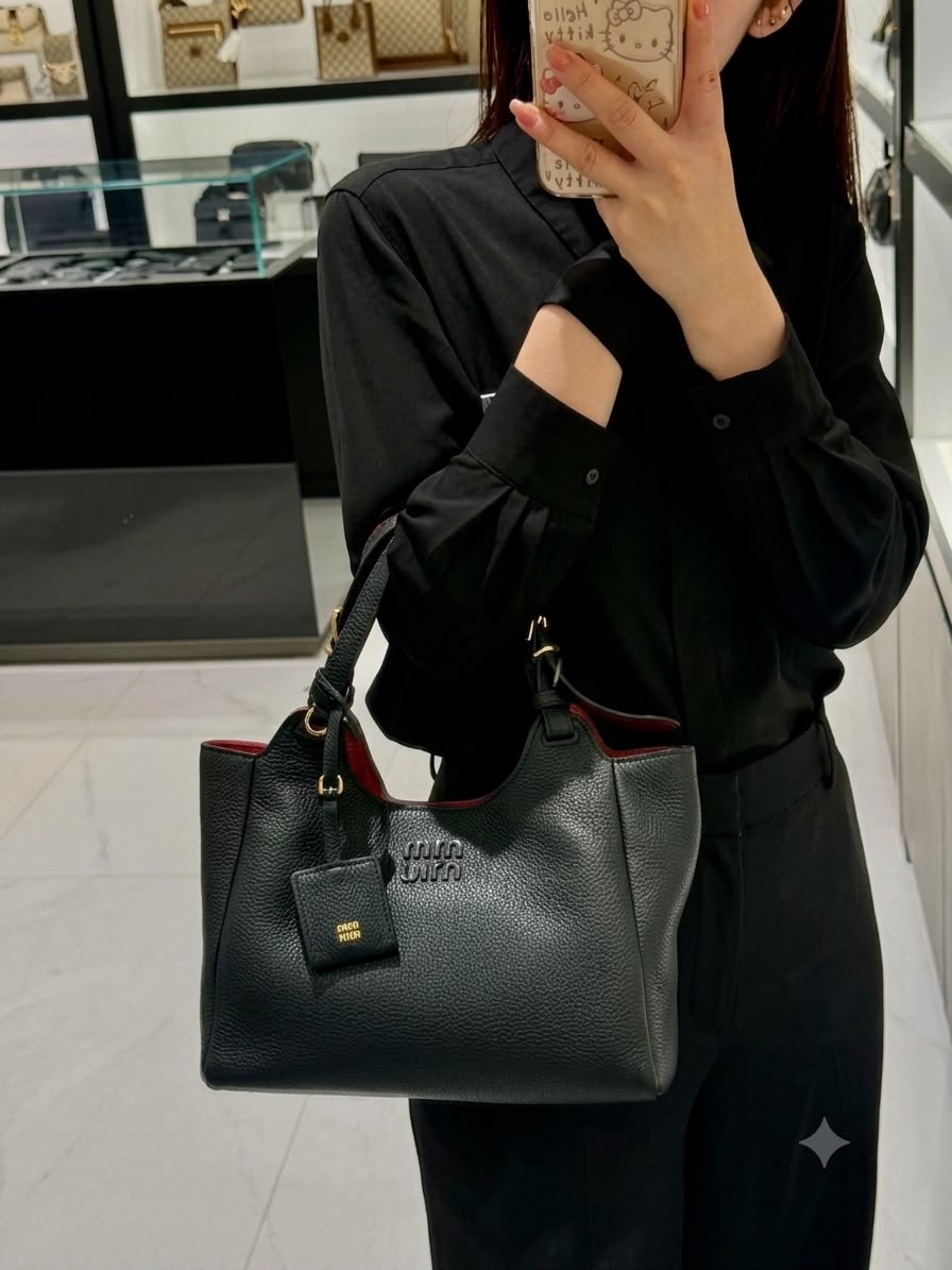 MIU MIU Leather Bag Calfskin Travertine/Periwinkle GHW