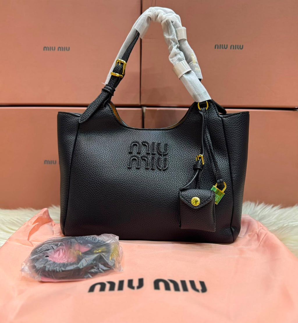 MIU MIU Leather Bag Calfskin Travertine/Periwinkle GHW