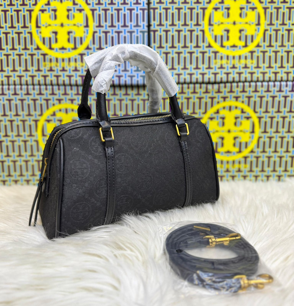 Tory burch Classic Monogram Boston Handbag