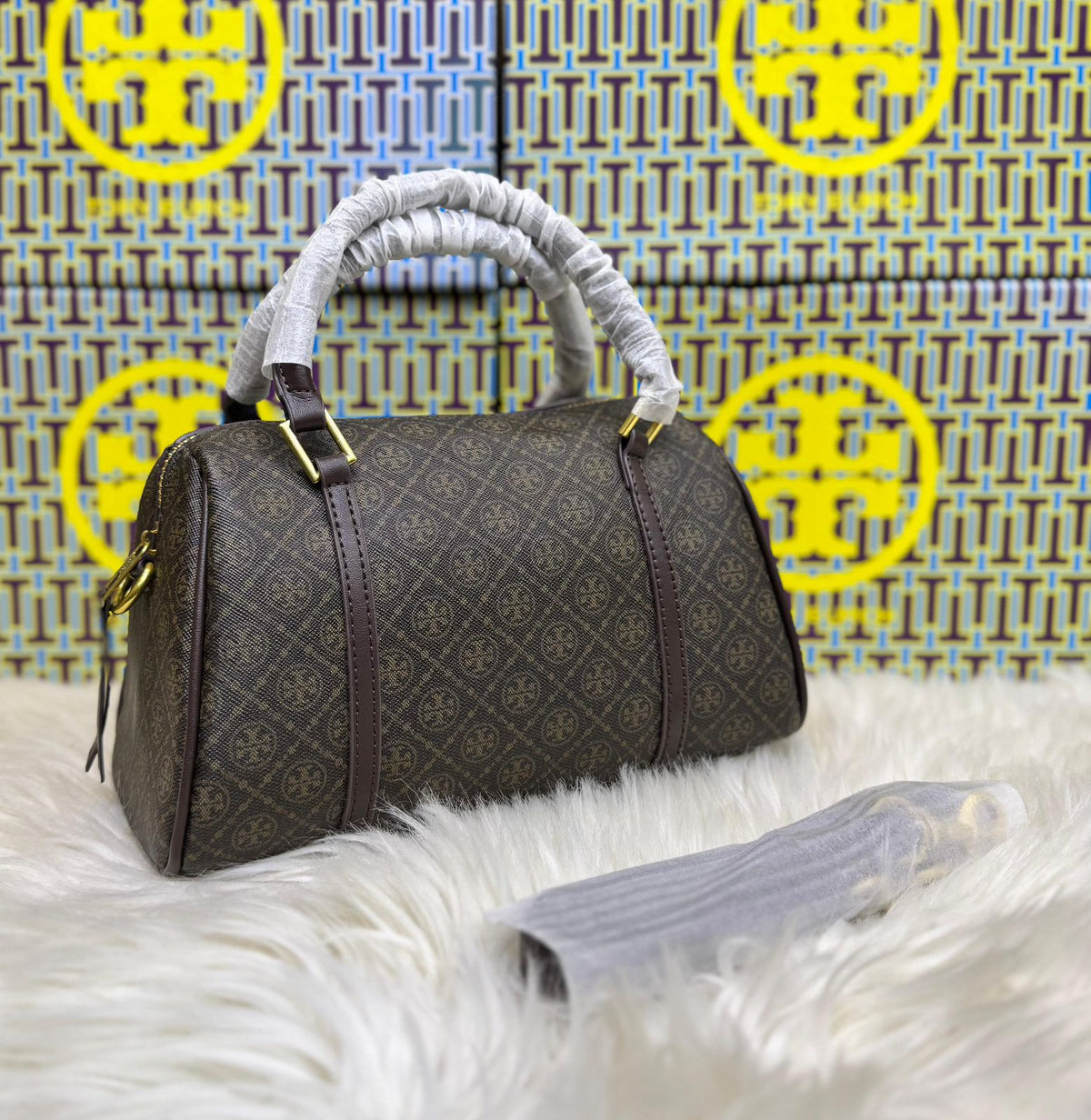 Tory burch Classic Monogram Boston Handbag