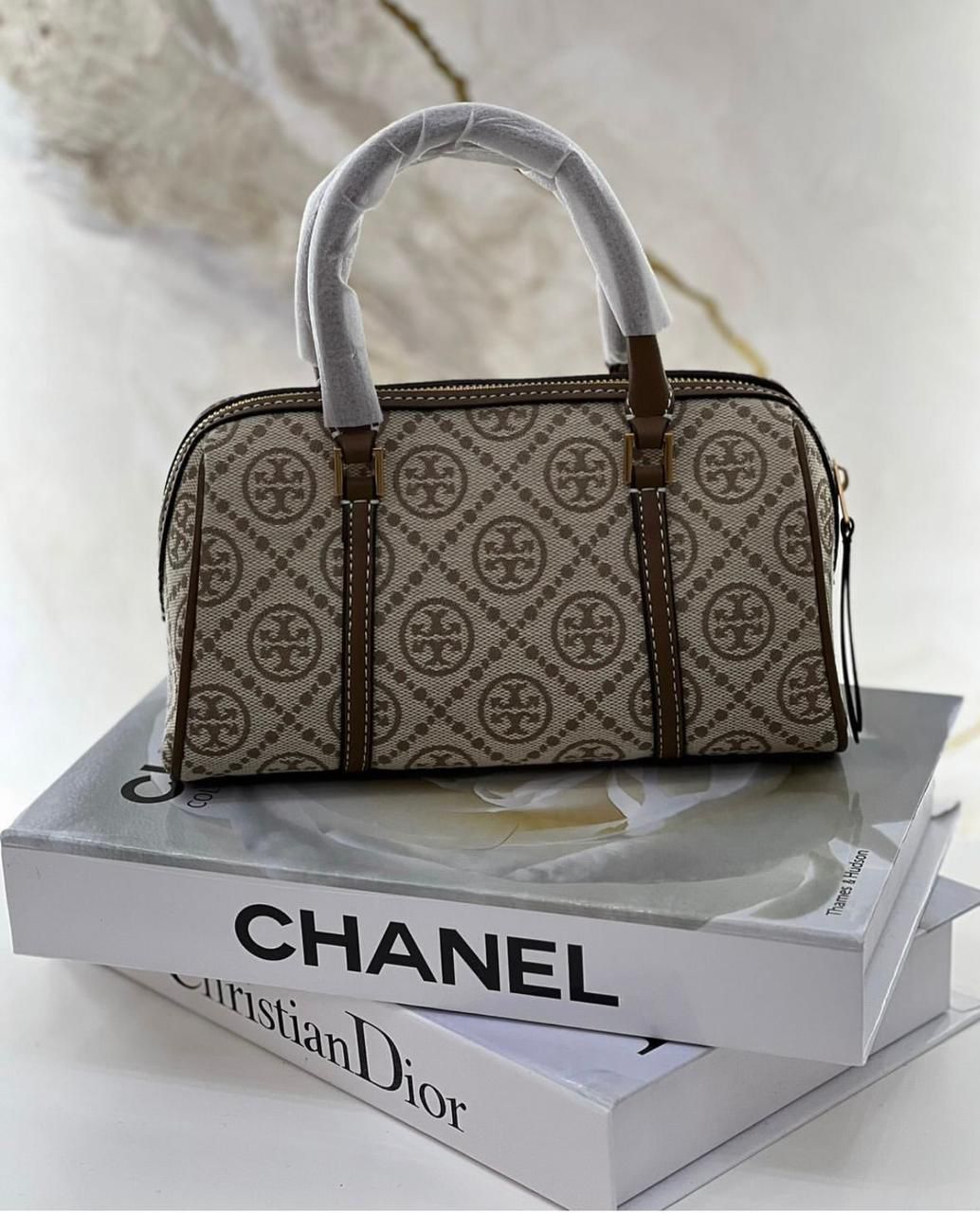 Tory burch Classic Monogram Boston Handbag