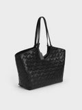 Charles & Keith Black Woven Shoulder Bag