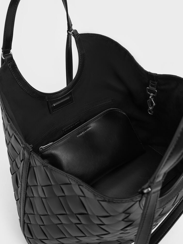 Charles & Keith Black Woven Shoulder Bag